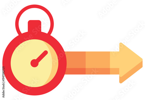 Red padlock with clock arrow time management deadline vector illustration flat design