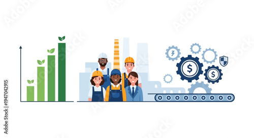 Sustainable Industry Growth: Diverse Workforce, Green Production, Efficiency & Profit