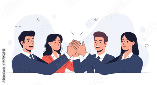 Teamwork High Five Success Business People Collaboration Celebration