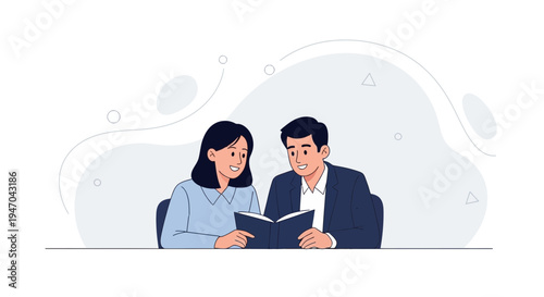 Couple Reading Book Together, Sharing Knowledge and Connection