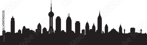 Black city skyline silhouette vector