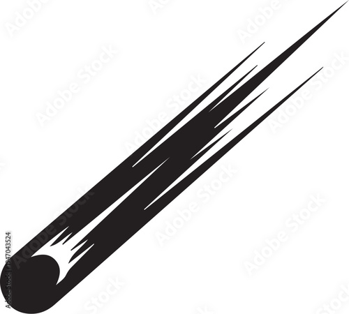 Vector comet icon, black, speed motion symbol