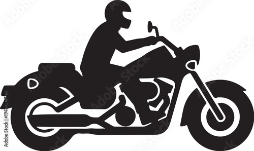 Black silhouette of a man riding a motorcycle vector