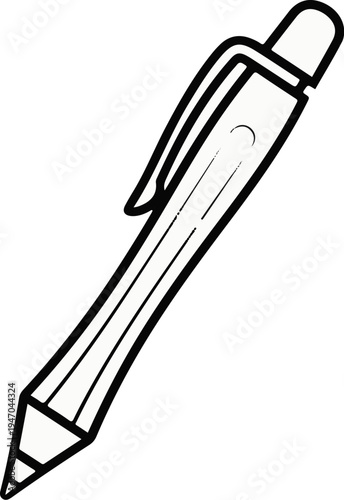 Black and white illustration of a mechanical pencil with a clip