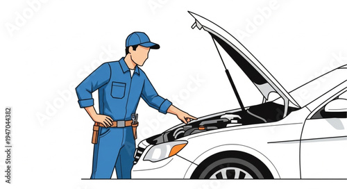 Mechanic Checking Car Engine.