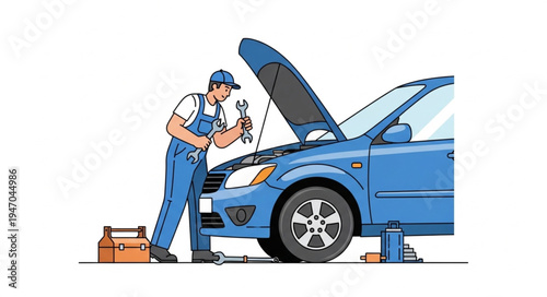 Mechanic Checking Car Engine.