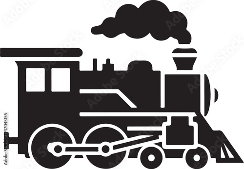 Black steam locomotive icon vector