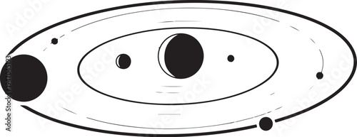 Vector solar system illustration with planets and orbits