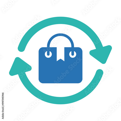 Shopping Bag Exchange Icon Flat Design Vector Illustration
