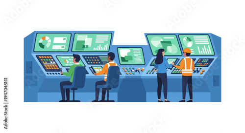 Diverse Team Monitors Data and Manages Operations in a High-Tech Control Room