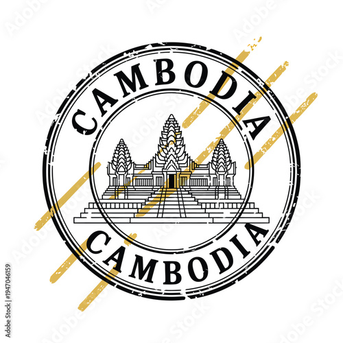 Stamp image depicting angkor wat and the nation of cambodia
