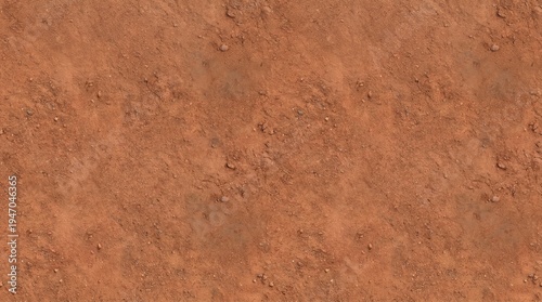 Close-up top view of red clay soil texture for seamless dry ground background