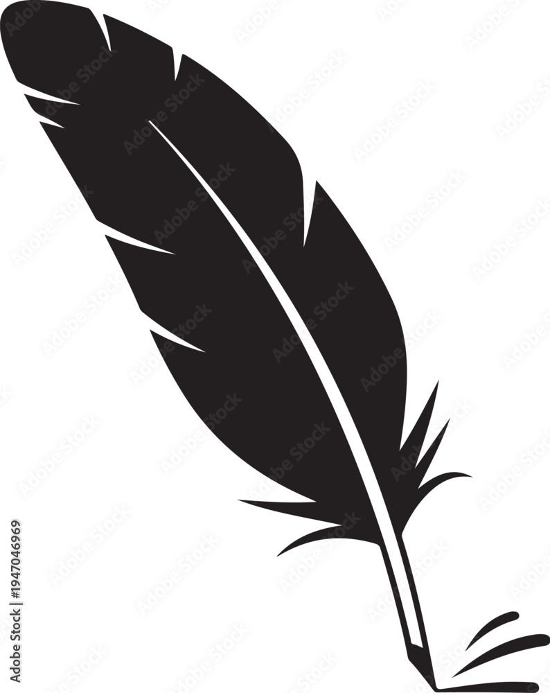 Fototapeta premium Black feather icon vector