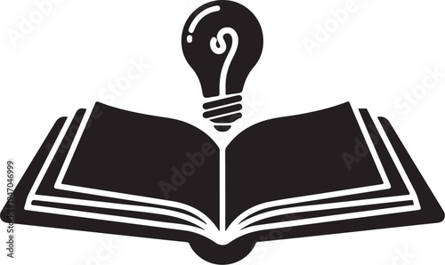 Vector icon of light bulb over open book