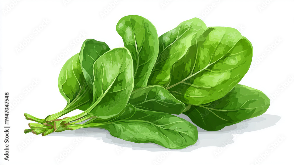 Fototapeta premium Bunch of fresh spinach leaves vector illustration 