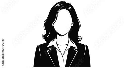 Black and white illustration of a woman in professional attire faceless design