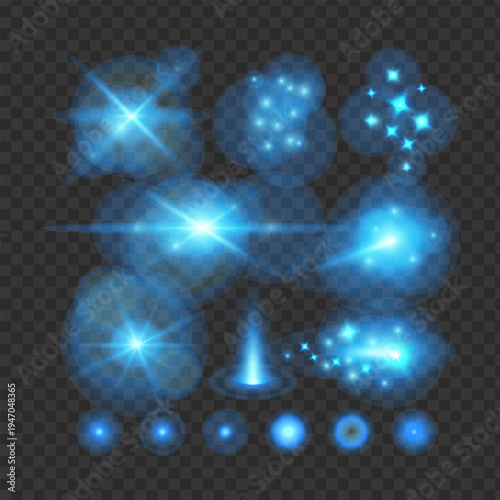 Blue Fantasy Glow Light Particles and Sparkle Effects