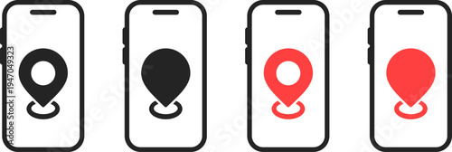 Mobile smartphone GPS location pin map navigation and tracking icon vector