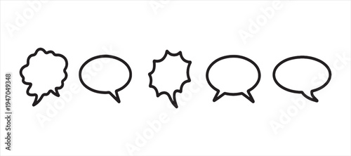 speech bubble vector icons set hand drawn illustration on white background, speech bubble silhouette vector.