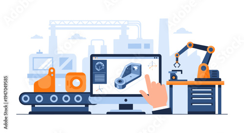 Industrial Automation: CAD Design, Robotic Arm & Manufacturing Process