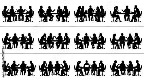 A collection of eight black and white icons depicting various configurations of cryptocurrency mining rigs or server racks.