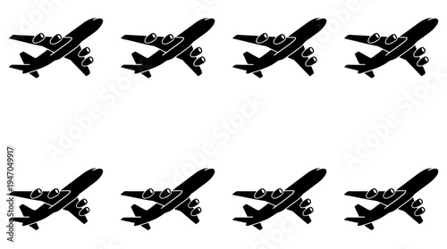 A collection of eight black and white icons depicting various configurations of cryptocurrency mining rigs or server racks.