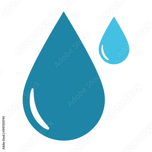 Blue Water Drops Icon, Fluid Droplet Symbol, Clean Liquid Splash, Pure Water Concept, Vector Illustration