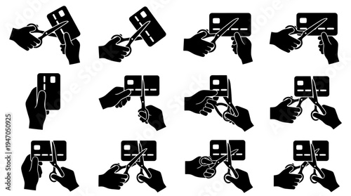 A collection of eight black and white icons depicting various configurations of cryptocurrency mining rigs or server racks.