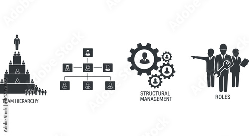 Business team hierarchy and structural management concepts illustrated as a silhouette