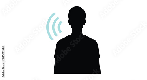 Silhouette of a person with sound waves emanating from their mouth