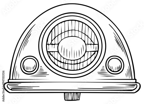 Vintage car headlight illustration classic automotive detail drawing