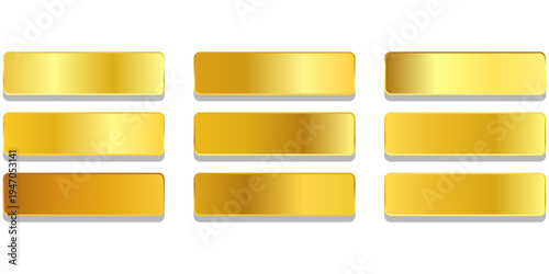 Set of realistic shiny metal banners. metal gradient.Brushed steel sheet. Polished copper metal surface. Vector illustration..