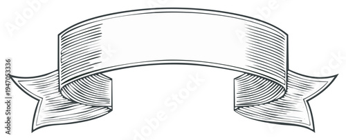 Engraved Style Ribbon Banner Illustration for Labels and Design Elements