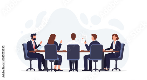 Business Meeting: Diverse Team Collaborating Around a Table, Discussing Strategy