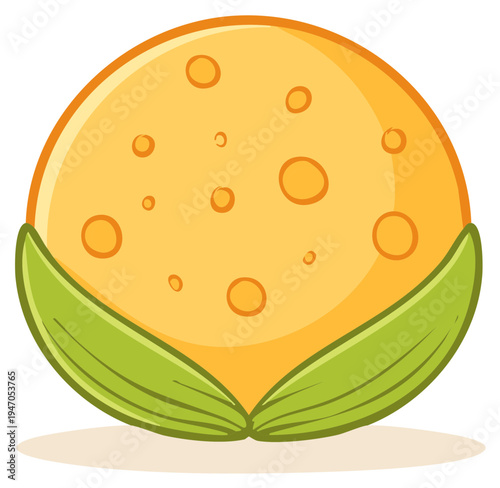 Stylized Corn Illustration Featuring Yellow Cob and Green Husk for Graphic Projects and Design Elements