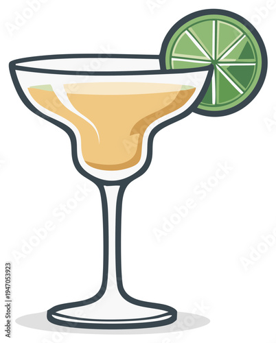 Refreshing margarita cocktail in a glass with a lime slice garnish a celebratory drink