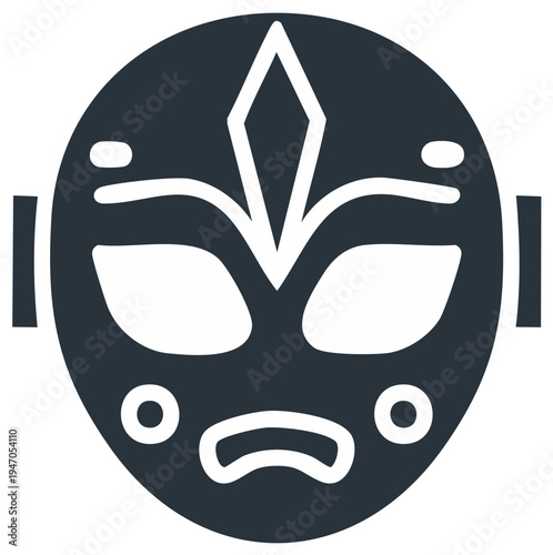 Stylized Graphic Depicting a Lucha Libre Mask with Diamond Emblem