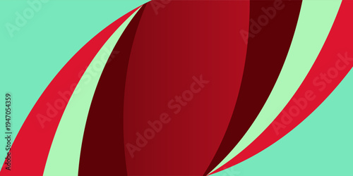 Abstract dynamic background with flowing red curved shapes on a soft mint green backdrop. Modern minimal geometric design ideal for posters, banners, wallpapers, and creative digital layouts.