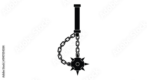 A black silhouette of a medieval flail weapon with a spiked ball