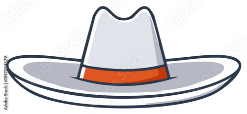 Classic western cowboy hat with orange band cartoon vector illustration