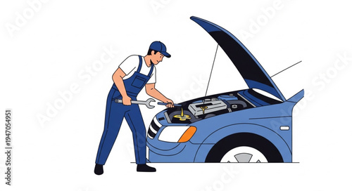 Mechanic Inspecting Car Engine.