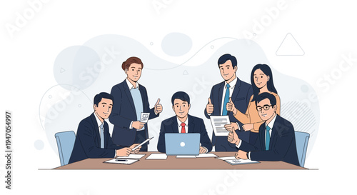 Diverse Business Team Meeting Collaborating Around a Table with Laptop