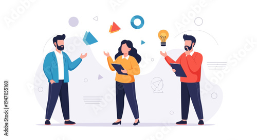 Teamwork and Brainstorming: People collaborating with ideas and data