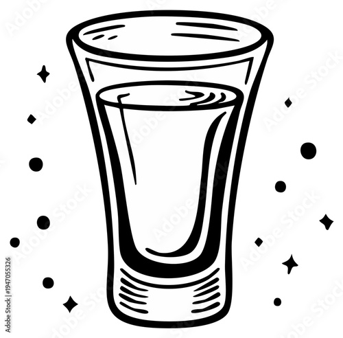 Shot glass graphic illustration. Alcoholic drink concept.