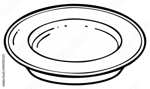 Simple illustration of an empty plate in black and white.