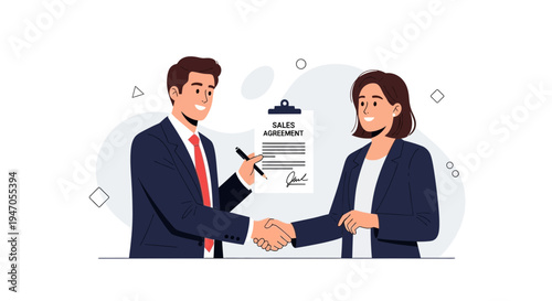 Business partners shaking hands over sales agreement, successful deal, teamwork