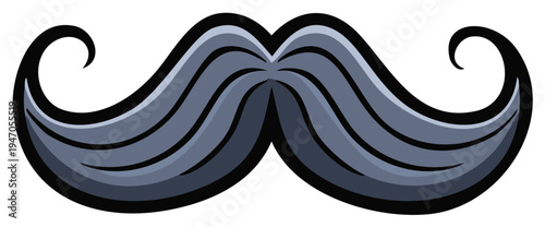 Illustration of Gray Handlebar Mustache Icon Graphic Element Clip Art Image