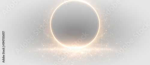 Canvas Print Golden glow ring eclipse vector illustration radiant light particle sparkle effe