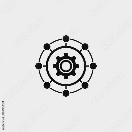 gear, cog, mechanism, settings, engineering, machinery, hub, spoke, network, connectivity, nodes, dots, circle, orbital, interconnected, system, integration, automation, technology, mechanics, configu