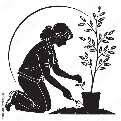 Vector illustration of a beautiful girl silhouette holding a cup of tea in a fashion sketch art style for people and beauty design